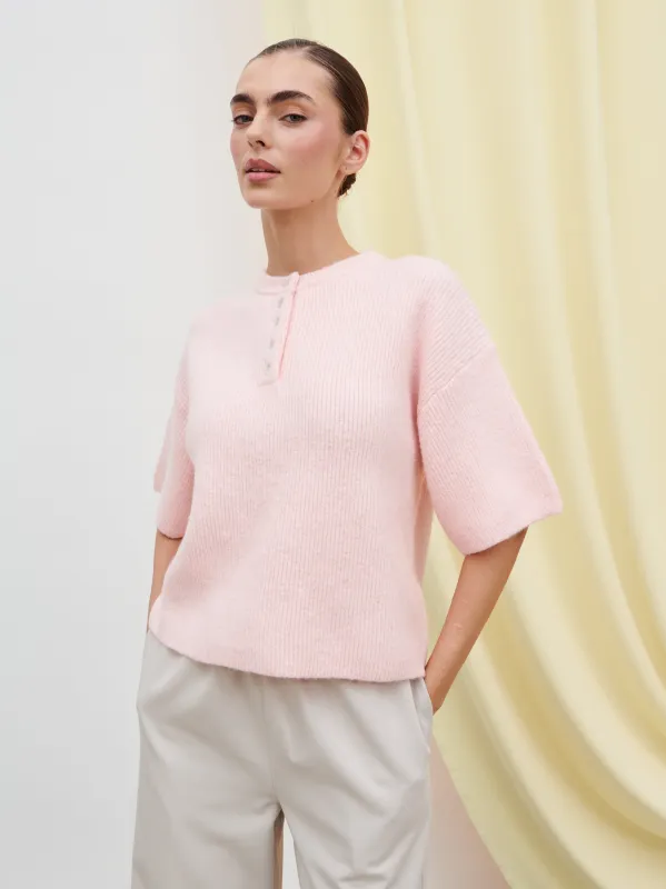 Amari Fluffy Knit Top - Pink made by Pretty Lavish