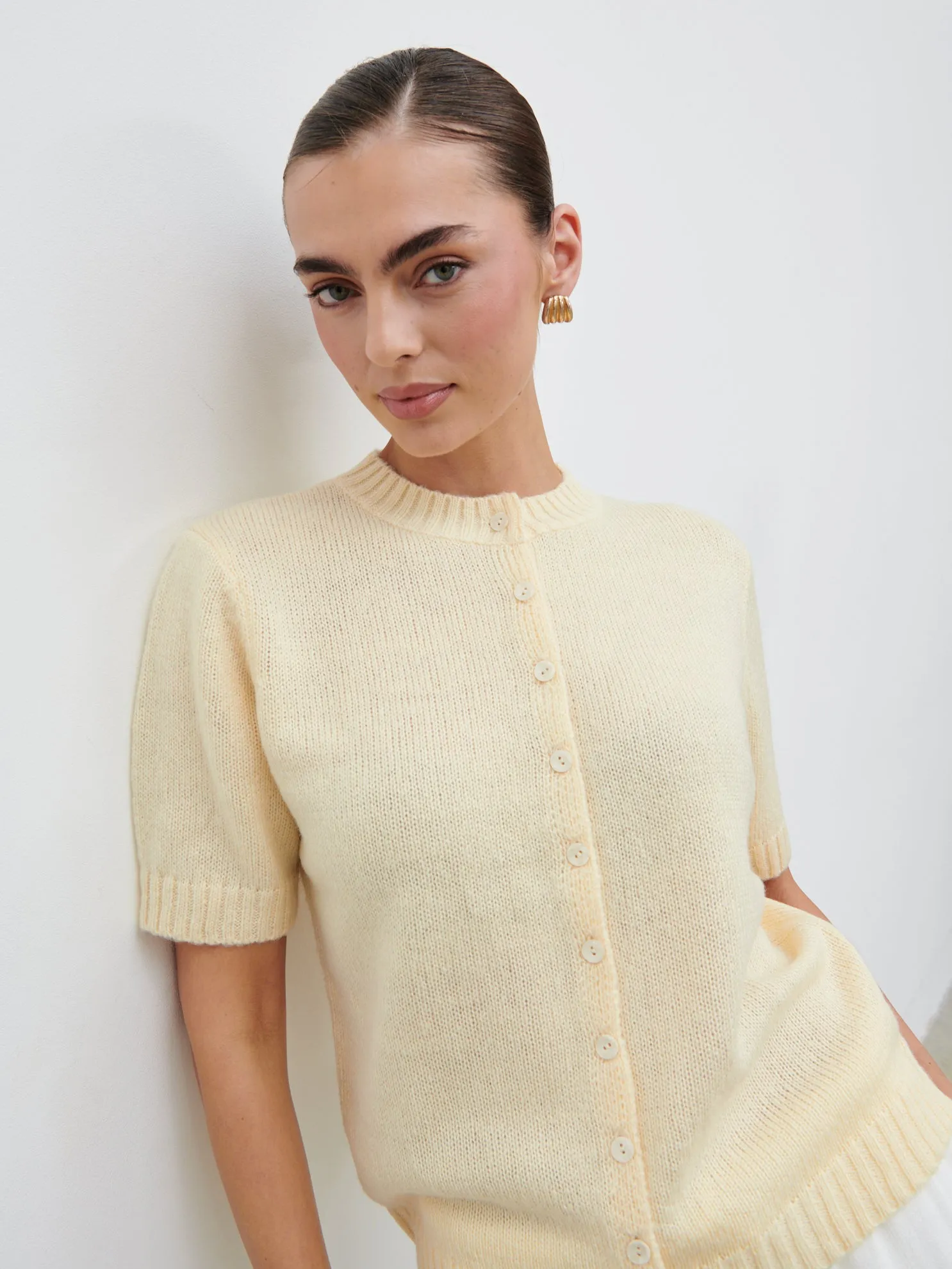 Shilou Button Up Knit Top - Butter Lemon sold by Pretty Lavish