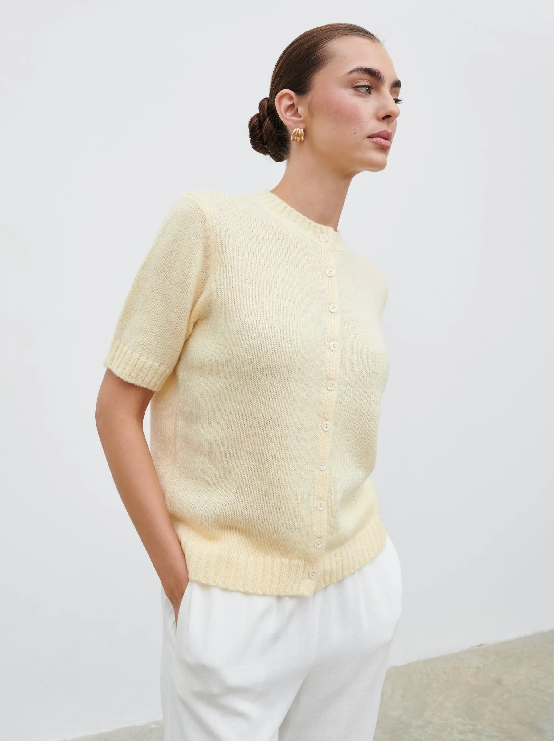 Shilou Button Up Knit Top - Butter Lemon sold by Pretty Lavish product image thumbnail 3