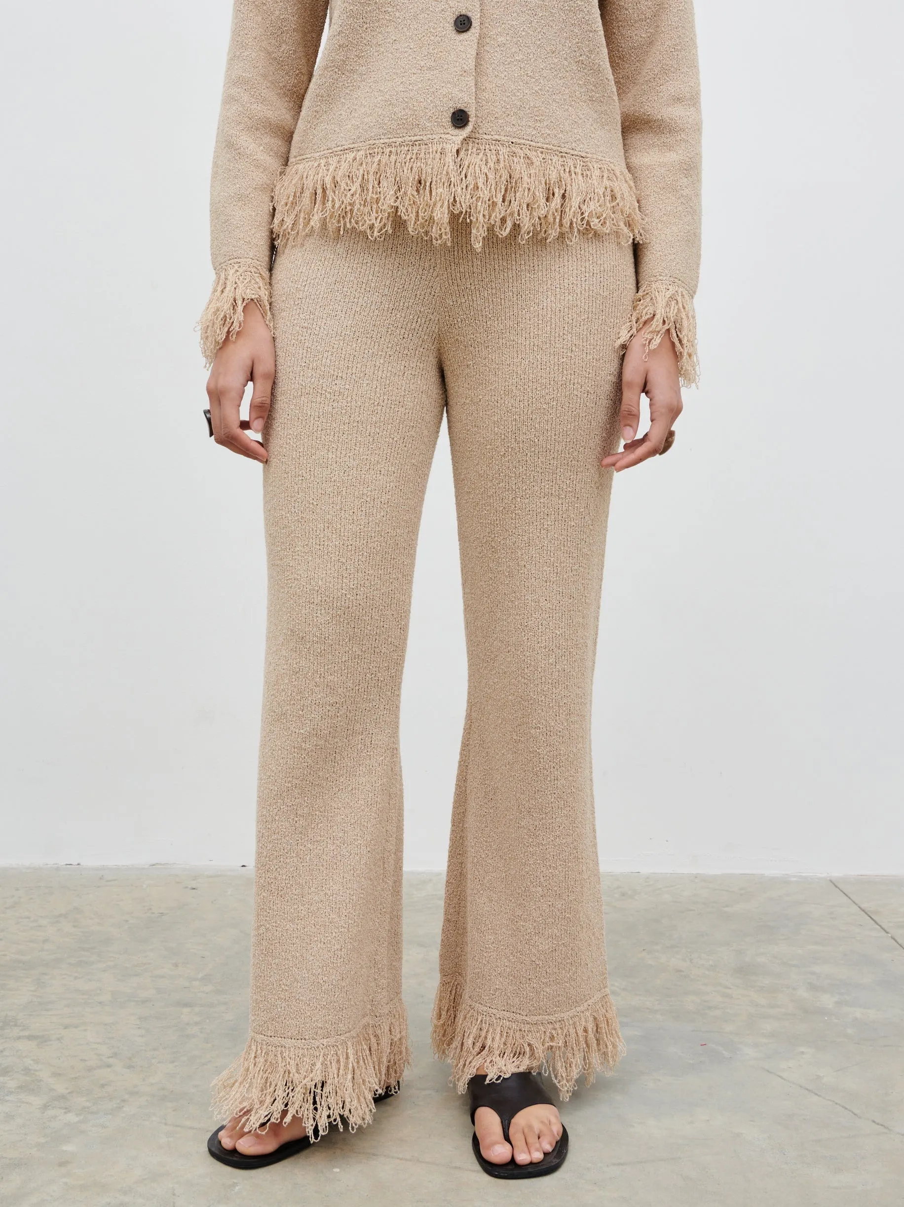 Analeia Fringe Knit Trousers - Beige sold by Pretty Lavish product image thumbnail 2