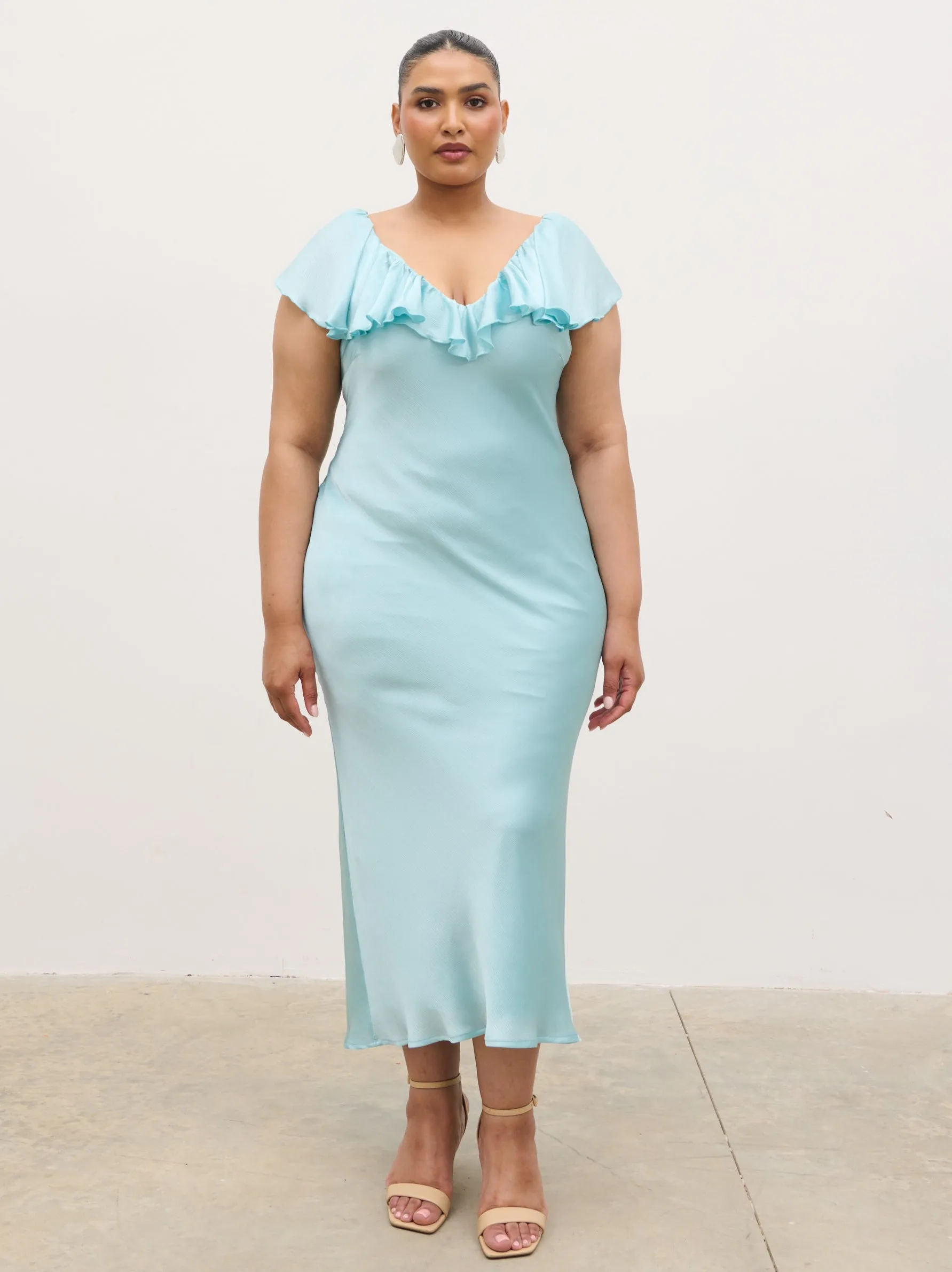 Adina Midaxi Dress Curve - Seaspray Blue sold by Pretty Lavish