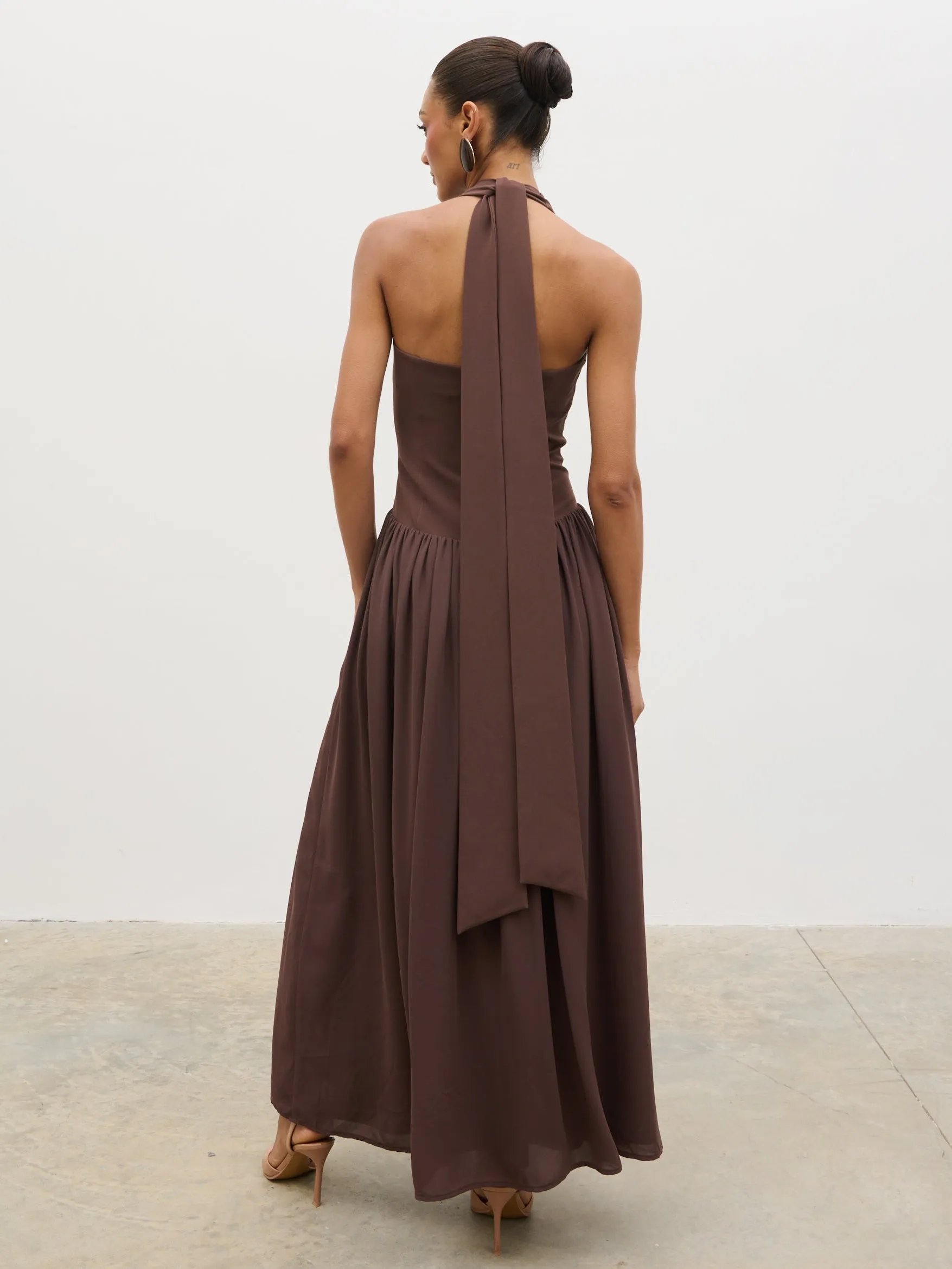 Isadora Drop Waist Maxi Dress - Chocolate Brown sold by Pretty Lavish product image thumbnail 5