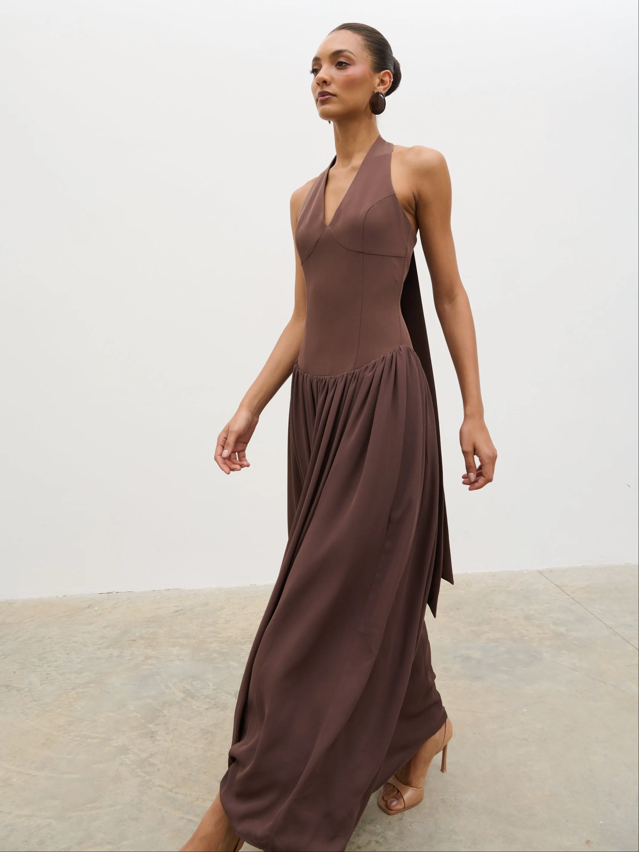 Isadora Drop Waist Maxi Dress - Chocolate Brown sold by Pretty Lavish product image thumbnail 3