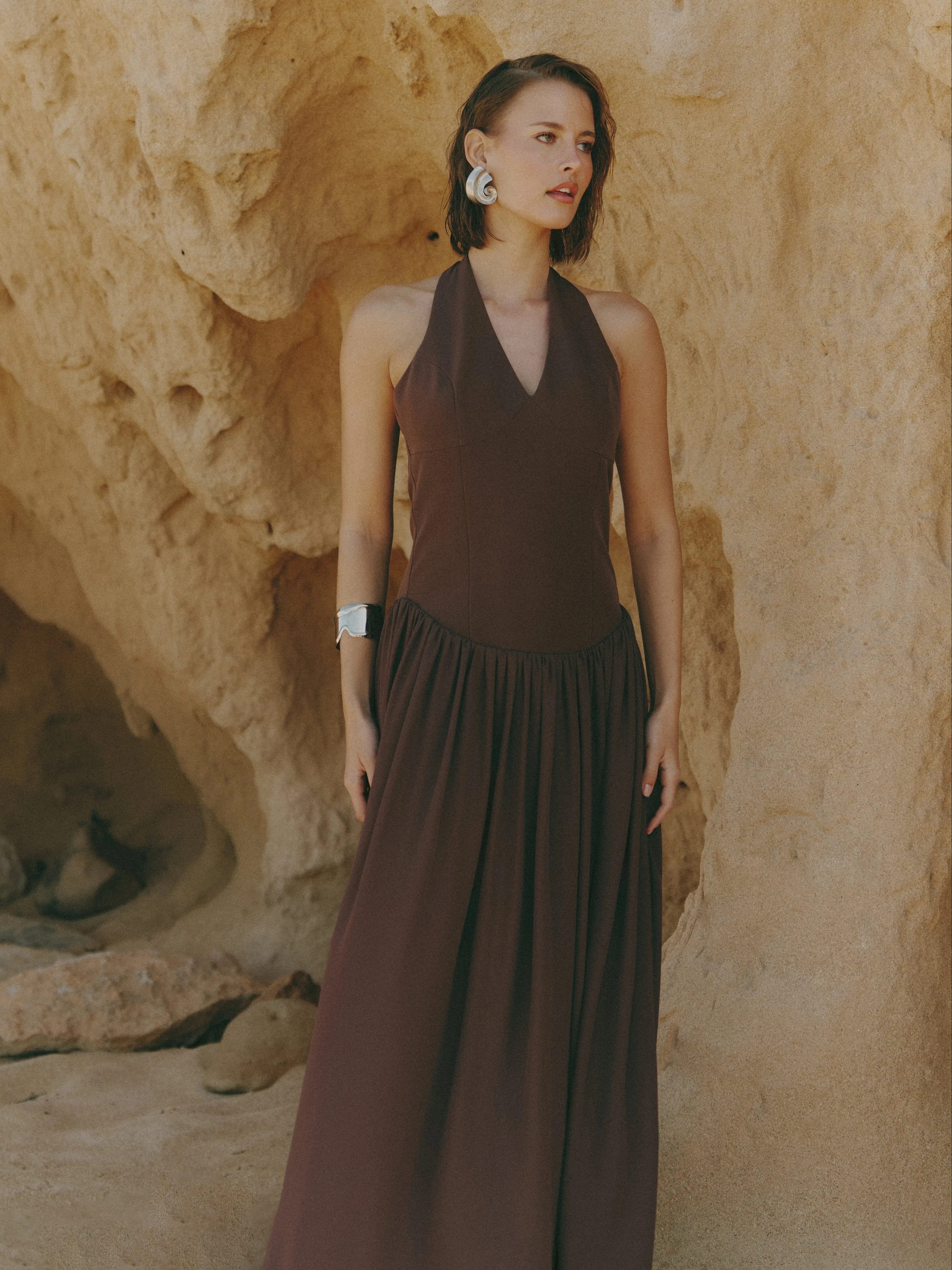 Isadora Drop Waist Maxi Dress - Chocolate Brown sold by Pretty Lavish product image thumbnail 2