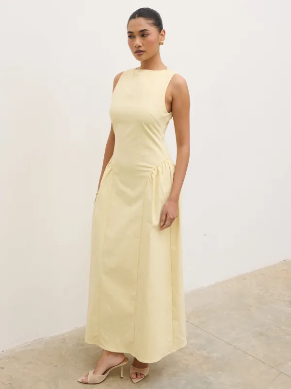 Sylvie Slash Neck Midaxi Dress - Lemon made by Pretty Lavish