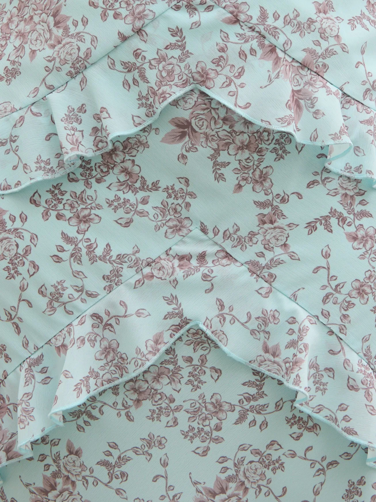 Aurelia Ruffle Maxi Dress Curve - Seaspray and Brown Floral sold by Pretty Lavish product image thumbnail 4