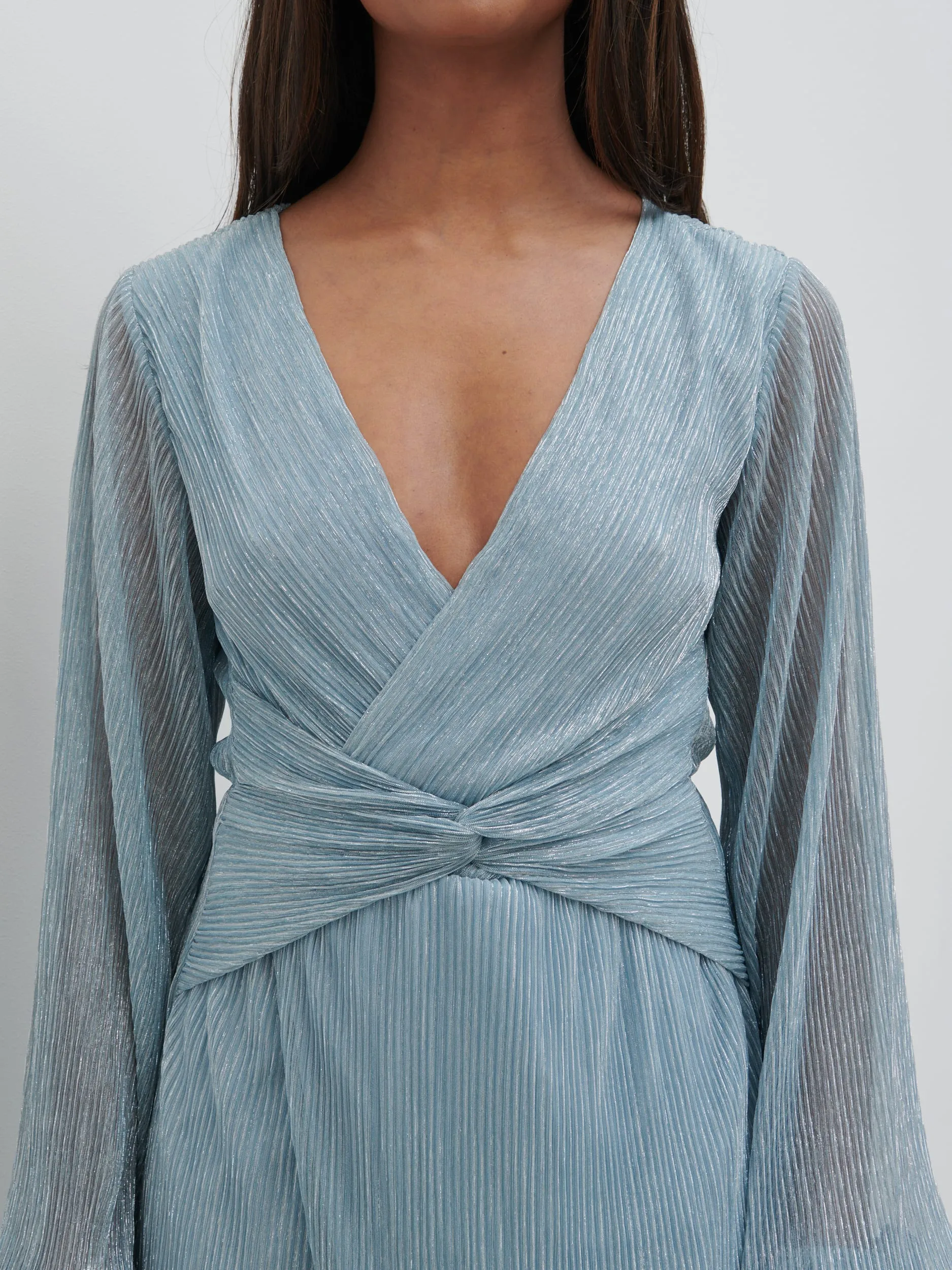 Friena Plisse Knot Contrast Dress - Blue Metallic sold by Pretty Lavish product image thumbnail 2