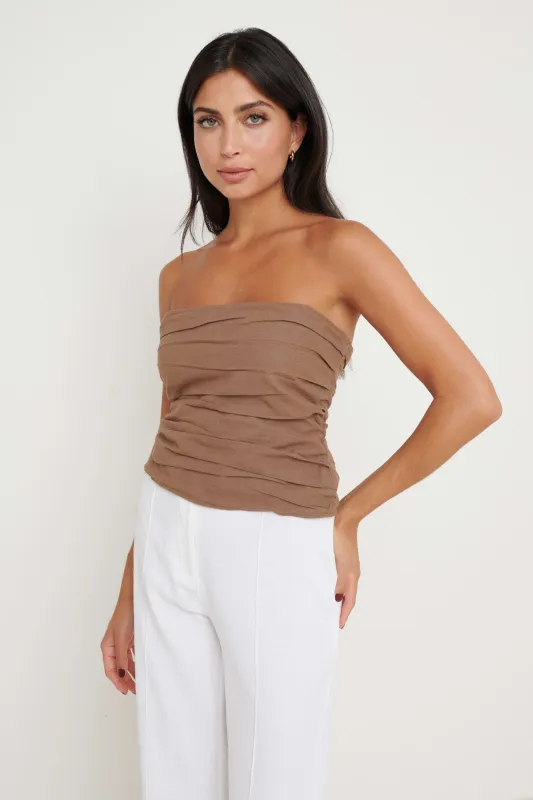 Matilda Corset Blouse - Brown made by Pretty Lavish