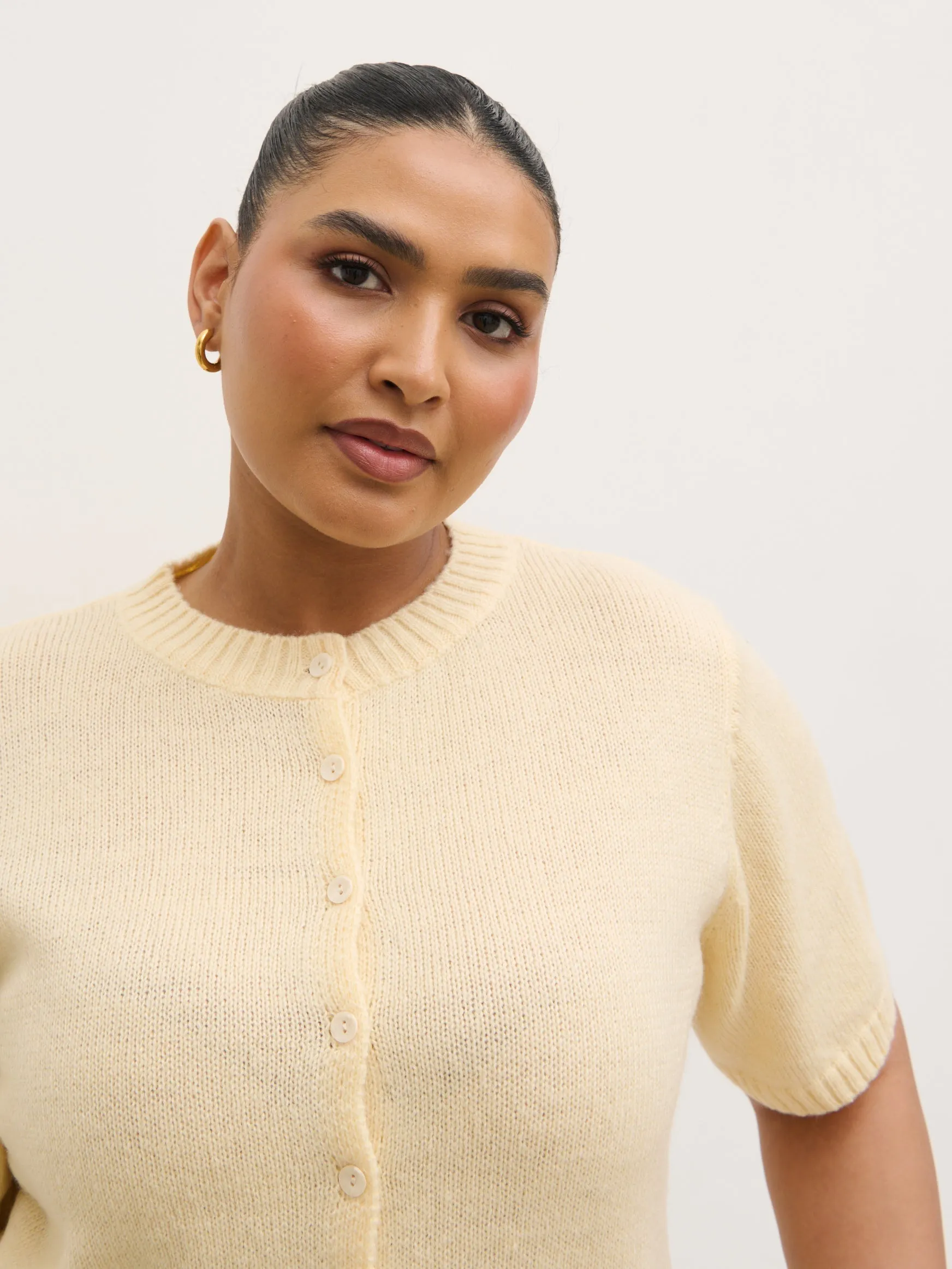 Shilou Button Up Knit Top Curve - Butter Lemon sold by Pretty Lavish product image thumbnail 2