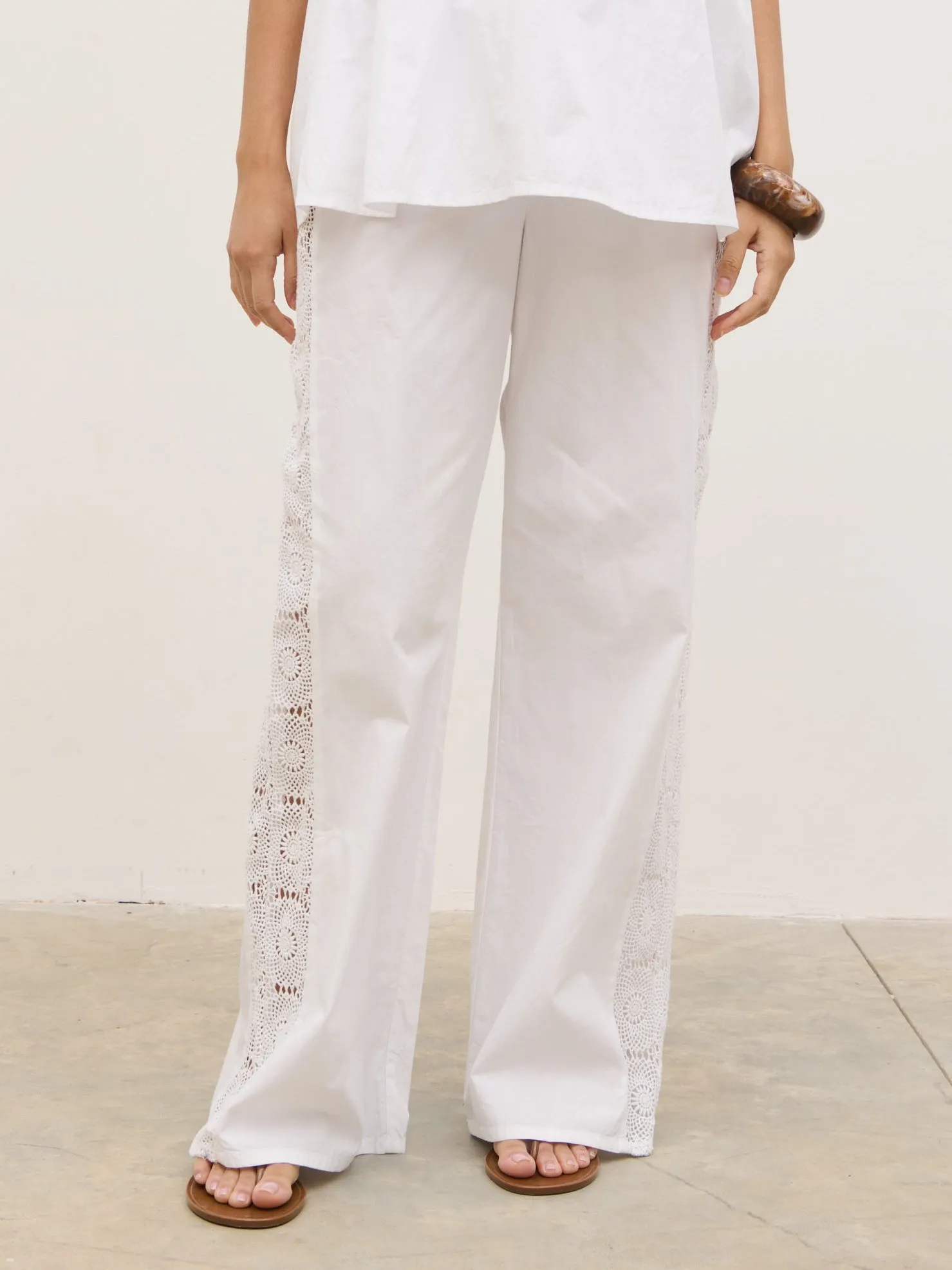 Rae Crochet Detail Trousers - White sold by Pretty Lavish product image thumbnail 2