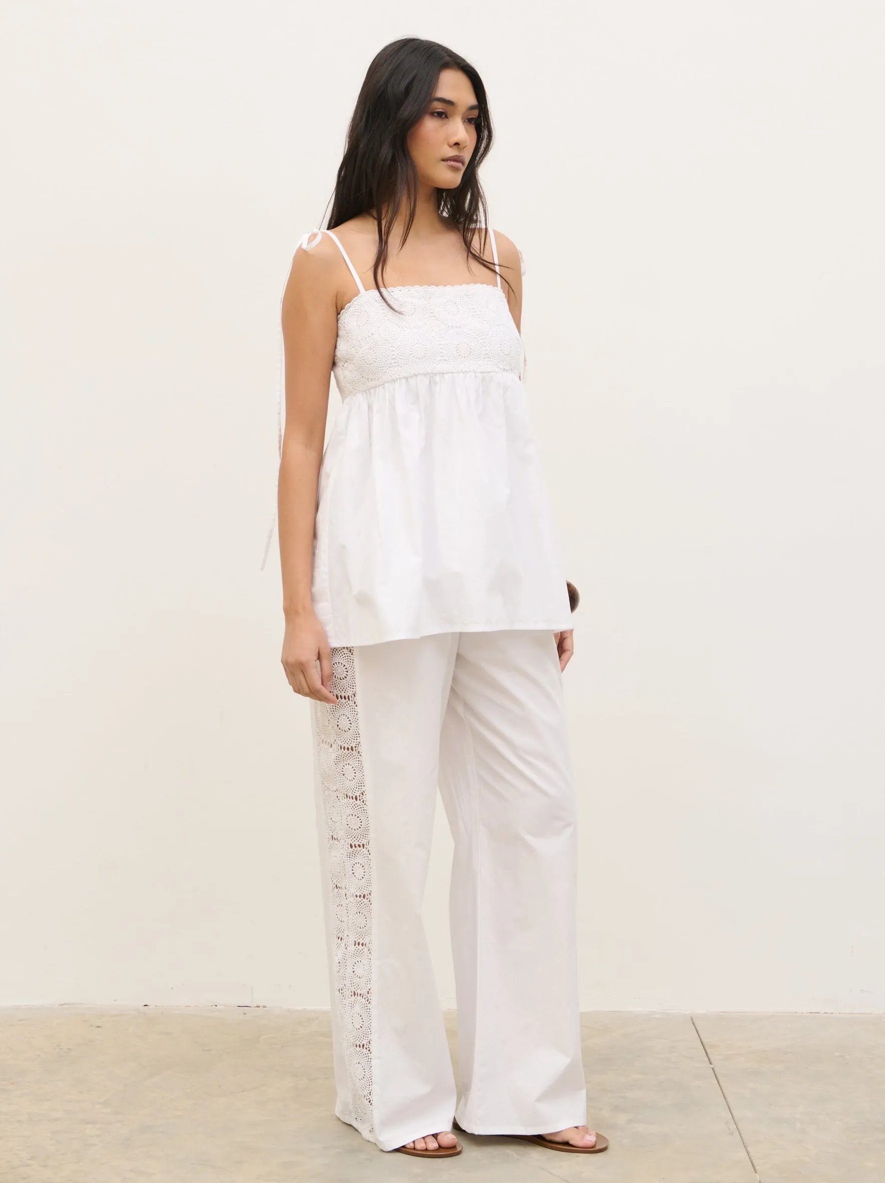 Rae Crochet Detail Trousers - White sold by Pretty Lavish product image thumbnail 4