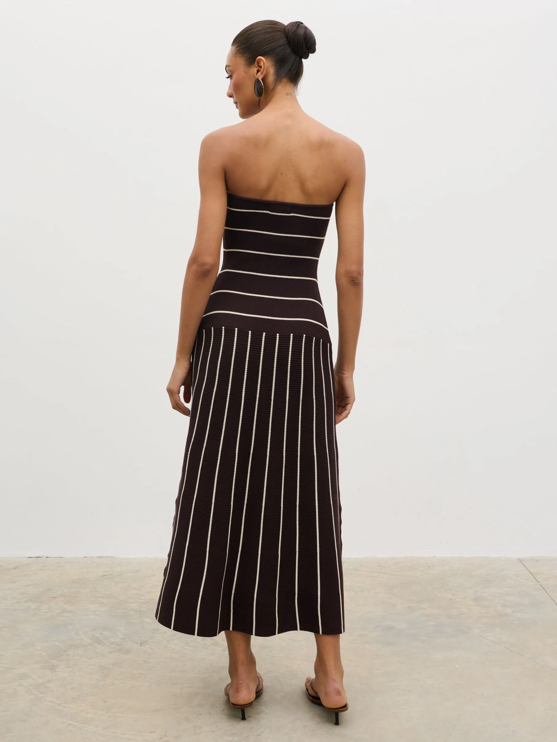 Pixie Bandeau Stripe Knit Long Midaxi Dress - Brown sold by Pretty Lavish product image thumbnail 5