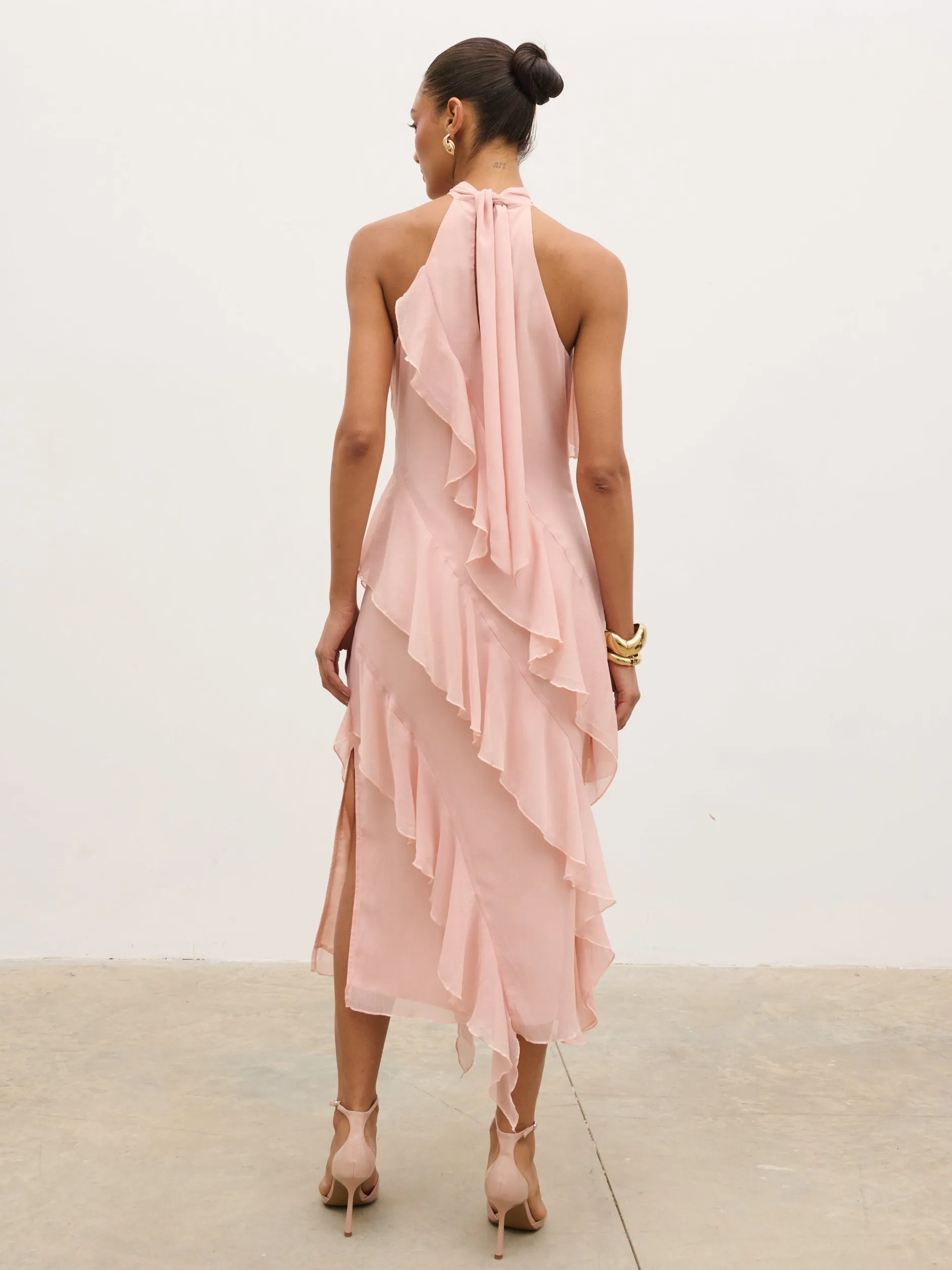 Aria Halterneck Ruffle Midaxi Dress - Dusty Rose sold by Pretty Lavish product image thumbnail 5