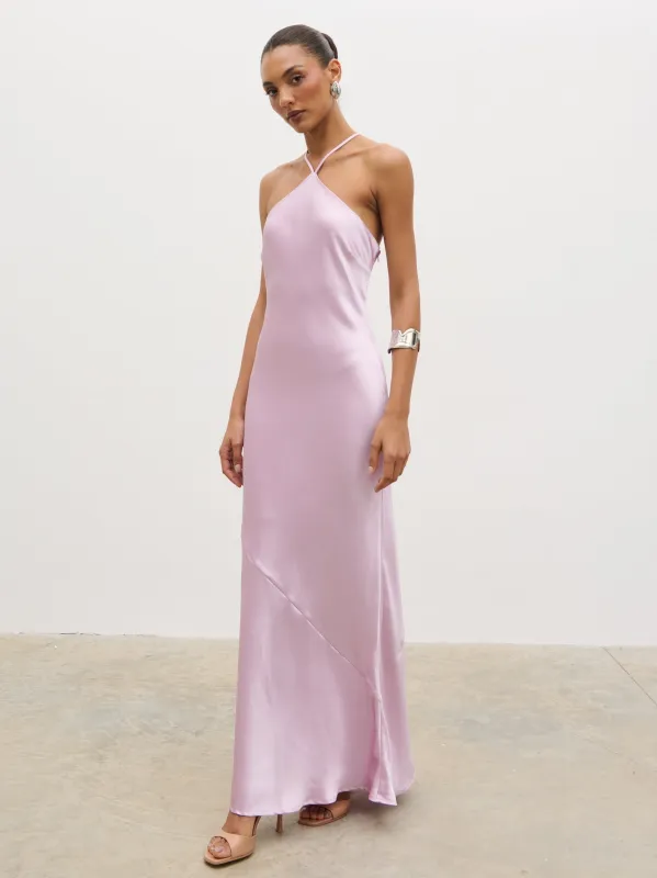 Yvette Halter Neck Maxi Dress - Lilac made by Pretty Lavish