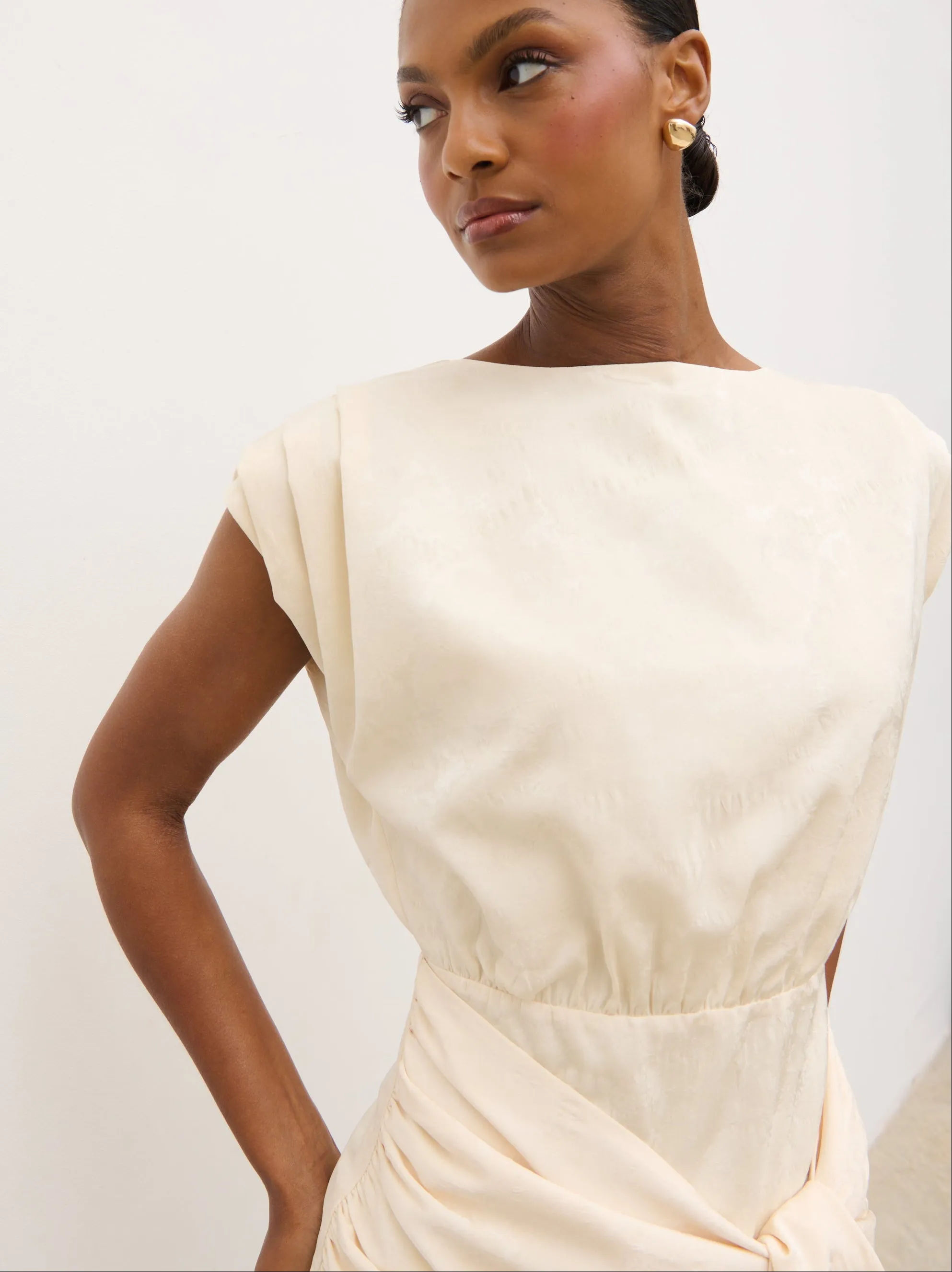 Hattie Jacquard Mini Fringed Dress - Cream sold by Pretty Lavish product image thumbnail 5