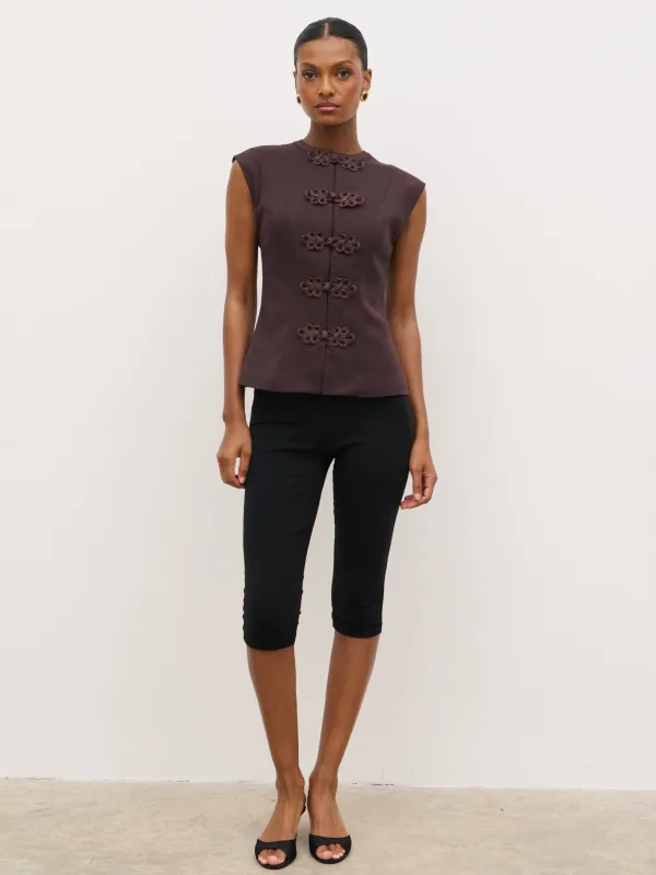 Hollyn Sleeveless Waistcoat - Brown made by Pretty Lavish