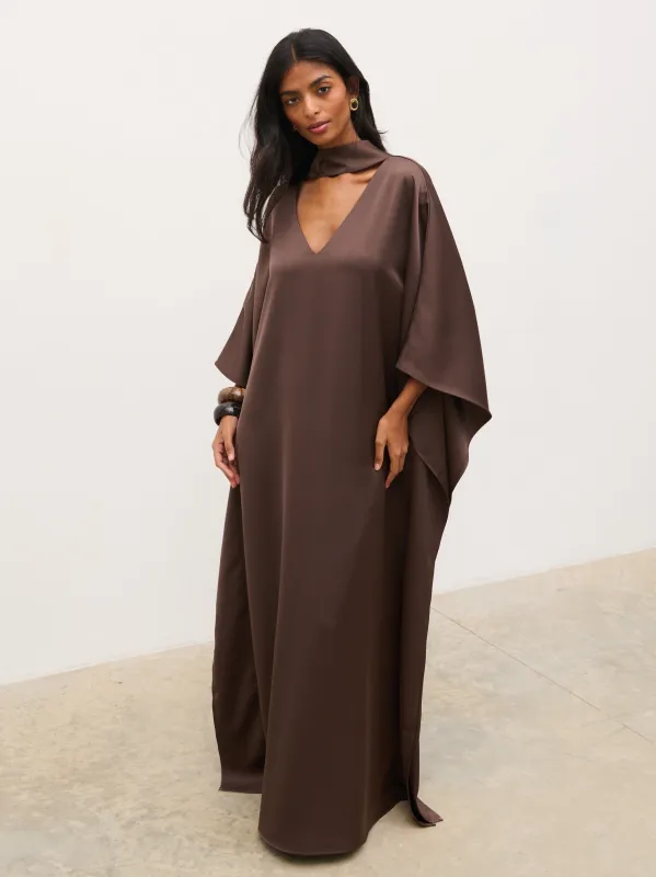 Briarlee Kimono Maxi Dress - Chocolate Brown made by Pretty Lavish