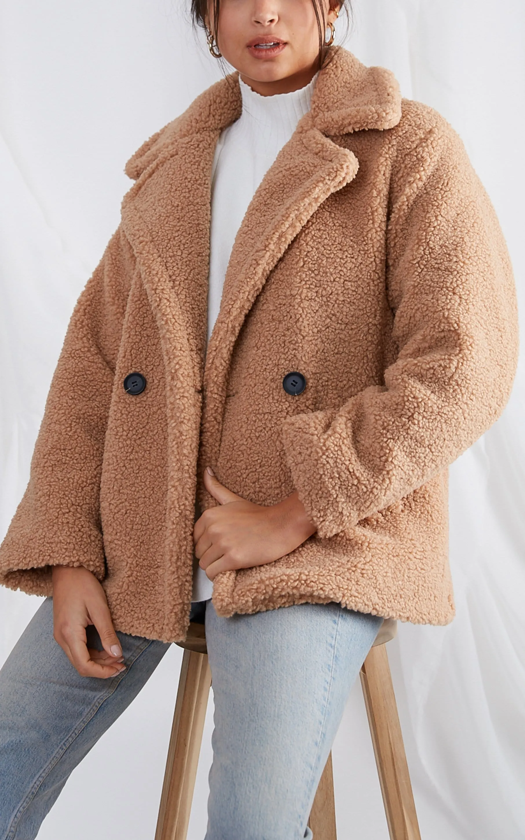 Noelle Teddy Coat - Beige sold by Pretty Lavish