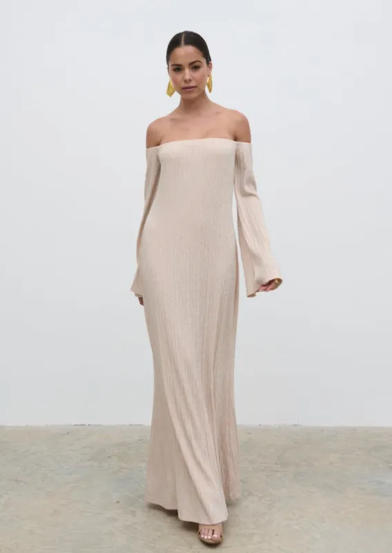 Layla Metallic Plisse Maxi Dress - Gold sold by Pretty Lavish