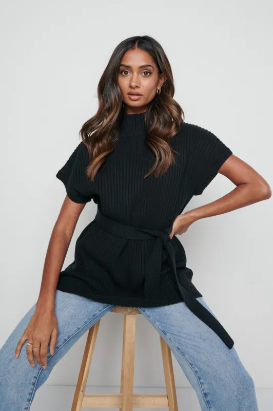 Lina Sleeveless Jumper- Black sold by Pretty Lavish