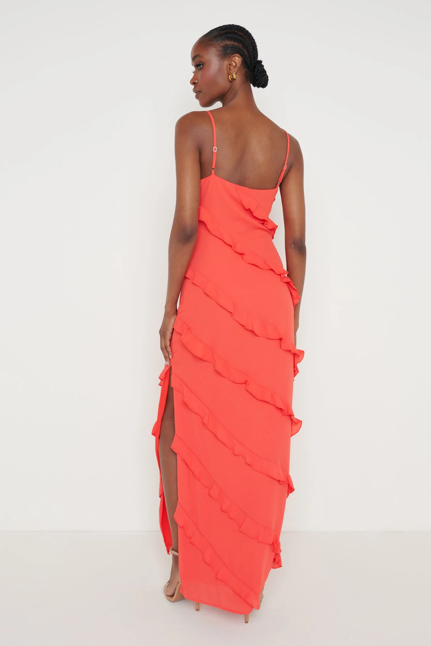 Nadine Ruffle Maxi Dress - Ruby Red sold by Pretty Lavish product image thumbnail 3