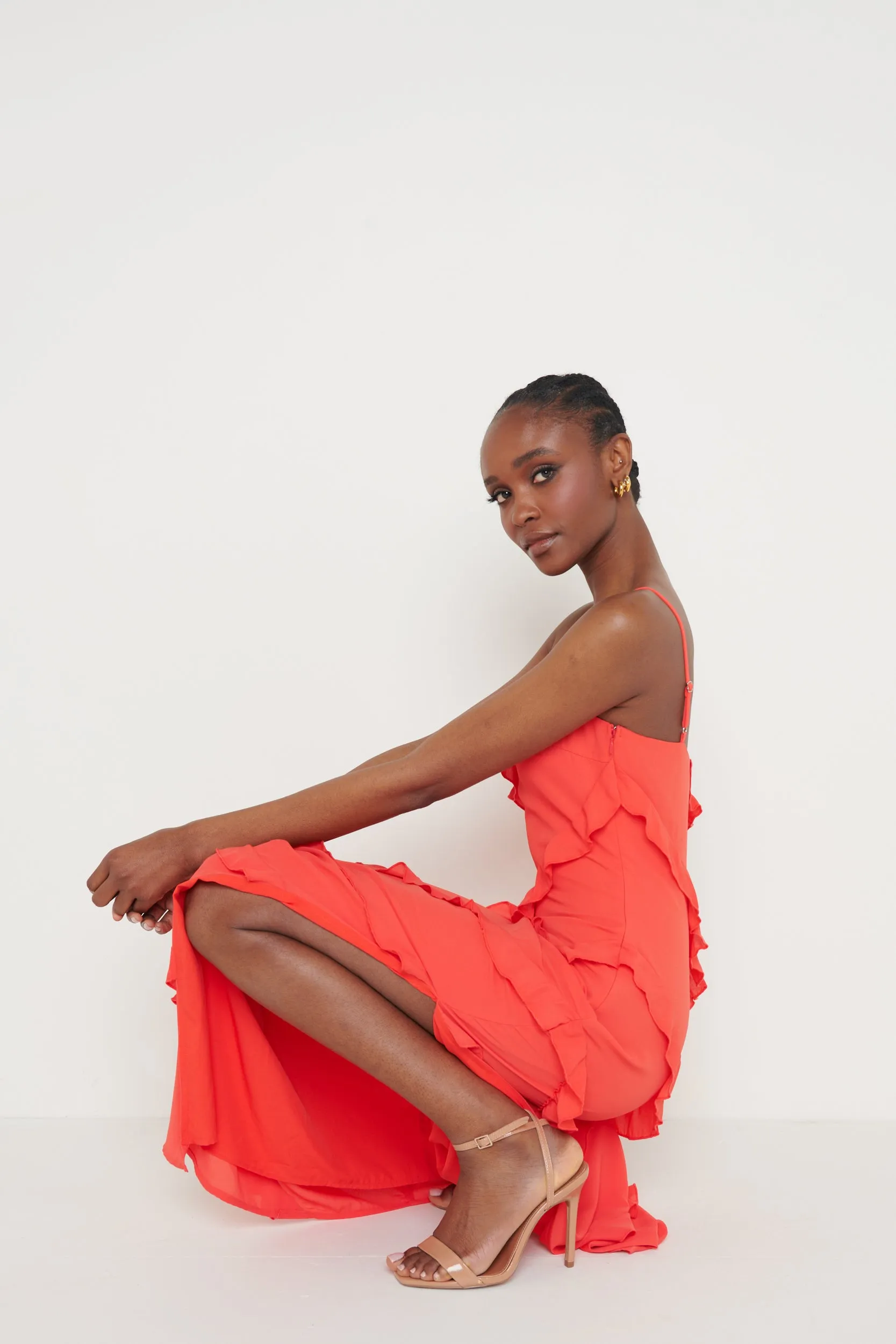 Nadine Ruffle Maxi Dress - Ruby Red sold by Pretty Lavish product image thumbnail 5