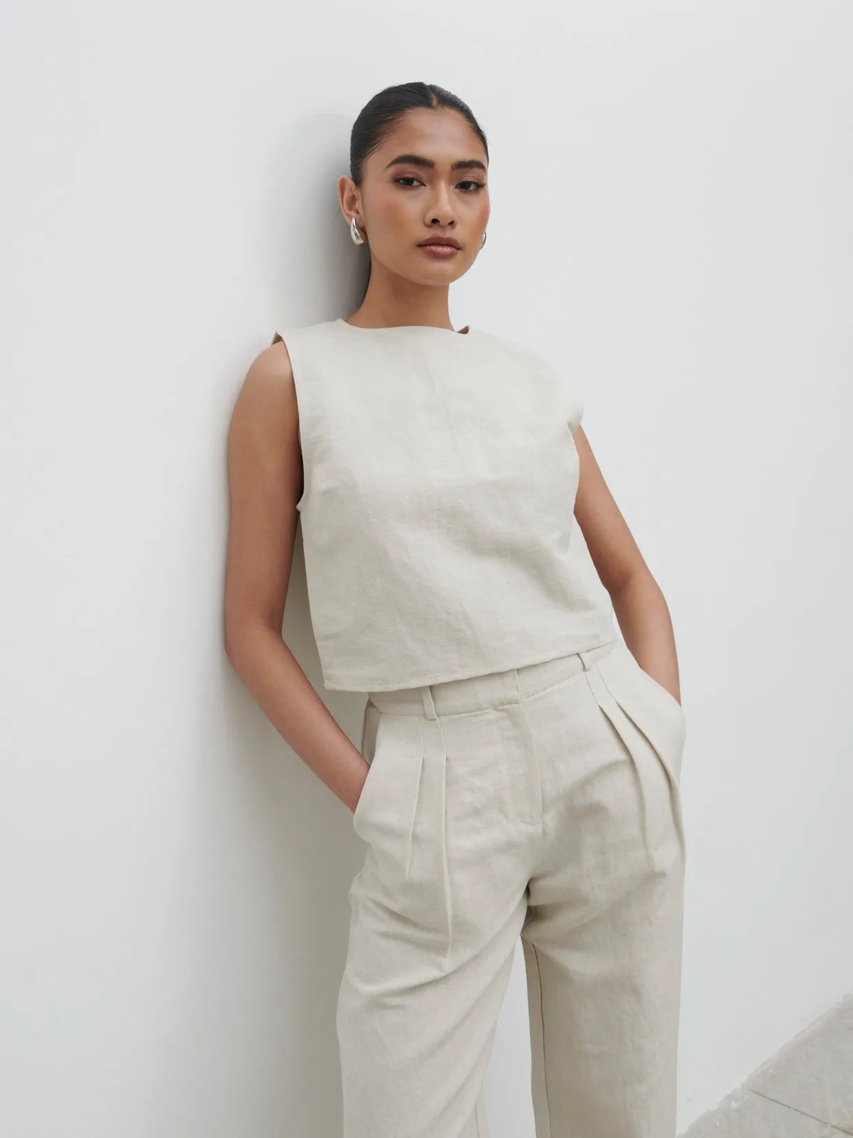 Bryony Boxy Linen Top - Natural sold by Pretty Lavish product image thumbnail 4