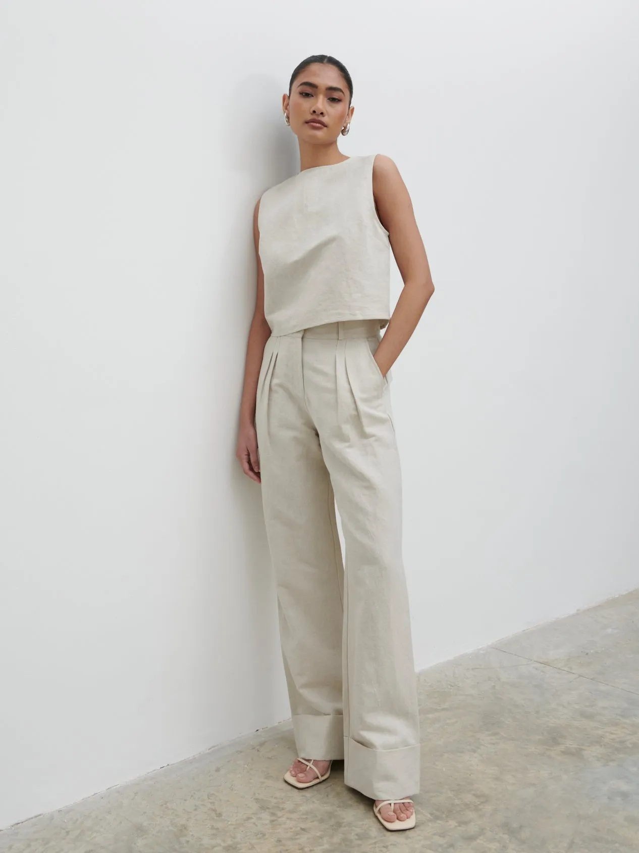 Bryony Boxy Linen Top - Natural sold by Pretty Lavish product image thumbnail 3