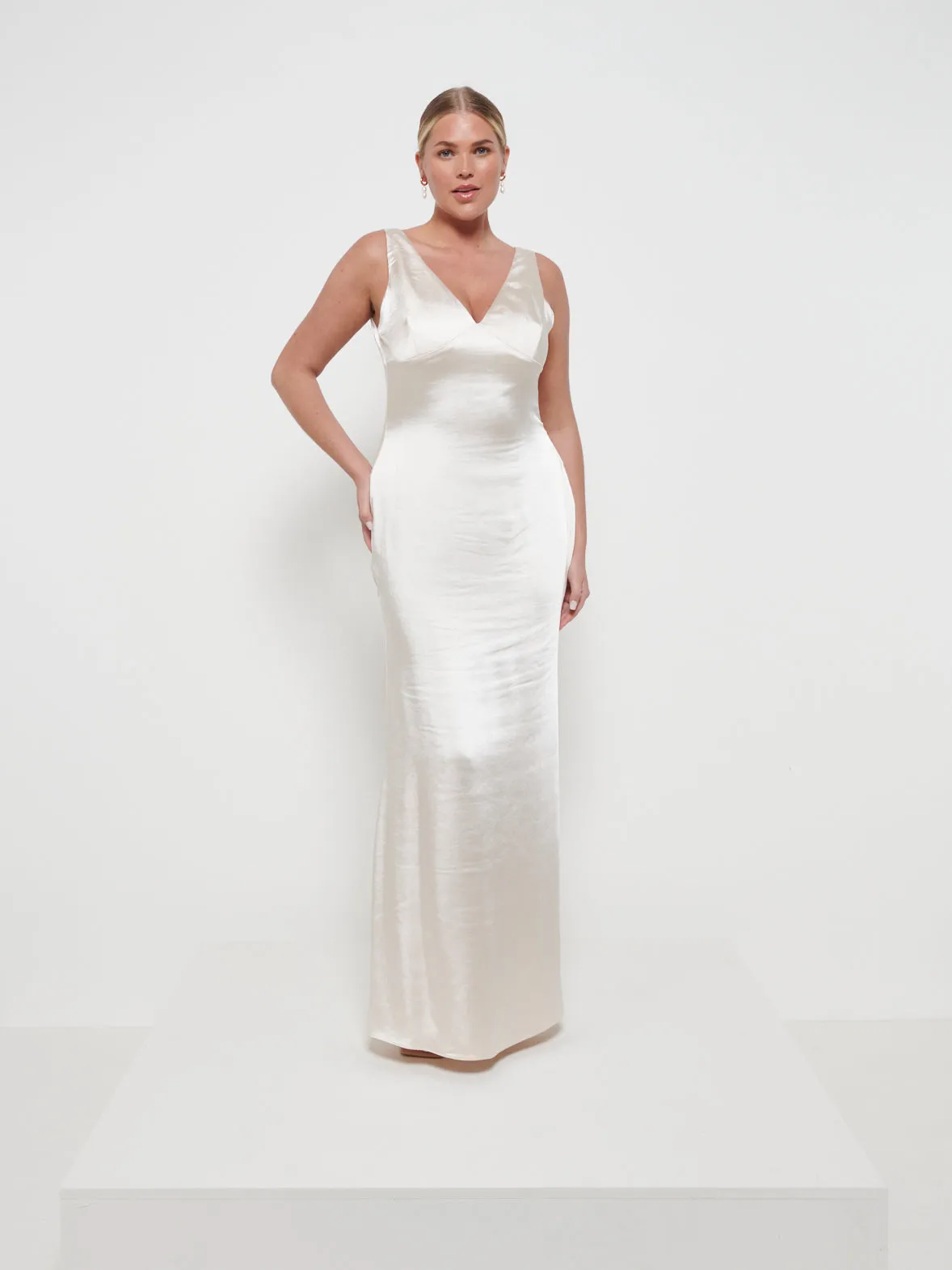 Piper Maxi Bridesmaid Dress - Matte Champagne sold by Pretty Lavish