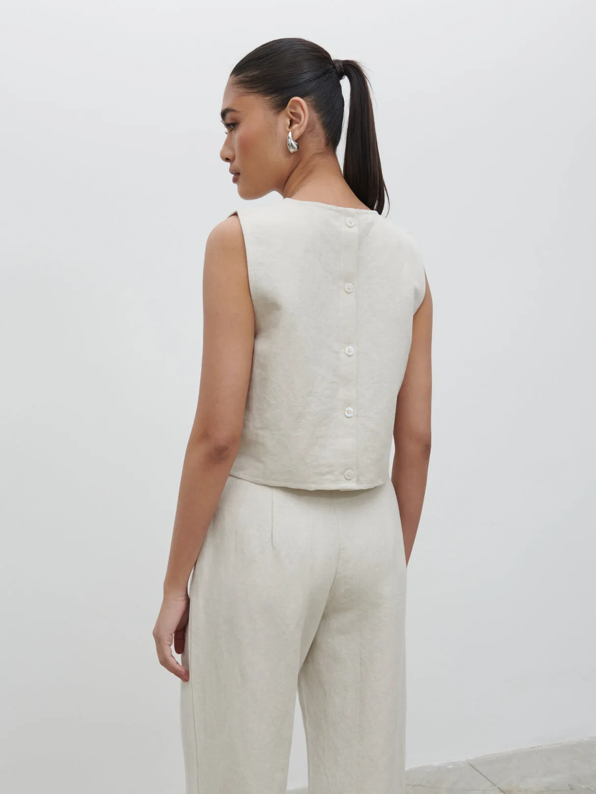 Bryony Boxy Linen Top - Natural sold by Pretty Lavish product image thumbnail 2