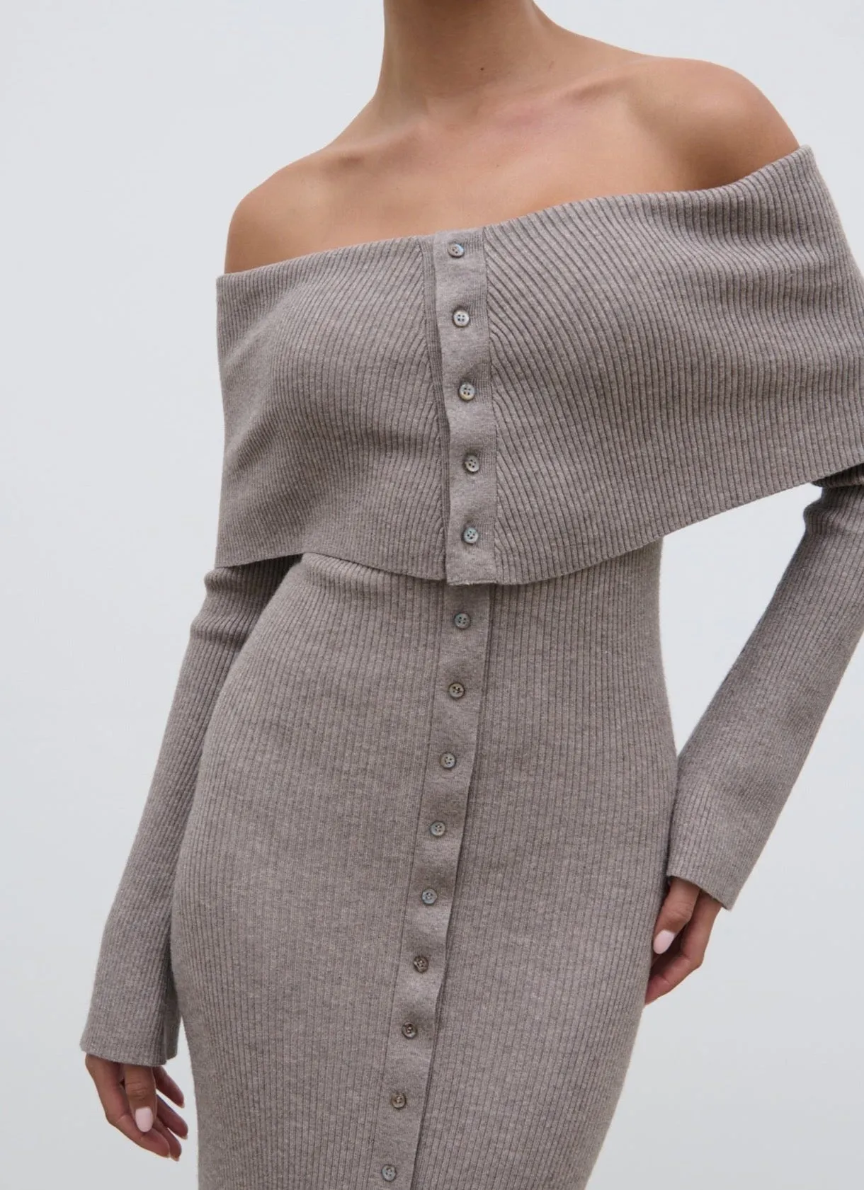 Elora Bardot Knit Maxi Dress - Mink sold by Pretty Lavish product image thumbnail 5