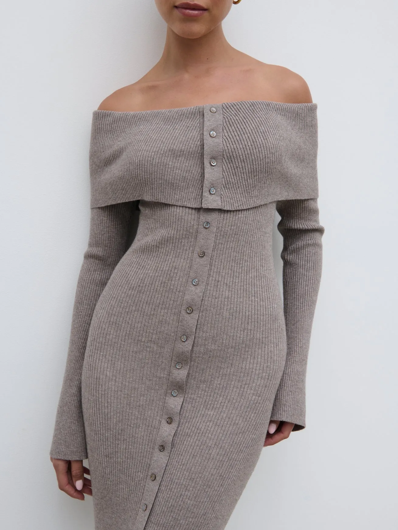 Elora Bardot Knit Maxi Dress - Mink sold by Pretty Lavish product image thumbnail 2