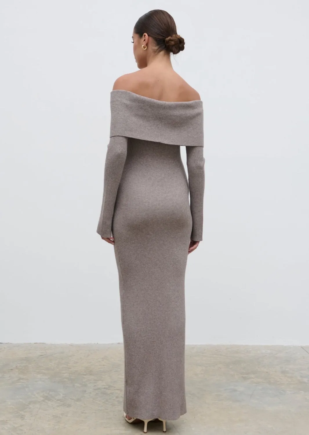 Elora Bardot Knit Maxi Dress - Mink sold by Pretty Lavish product image thumbnail 3