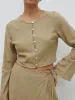 Abigail Button Front Linen Blouse - Olive sold by Pretty Lavish