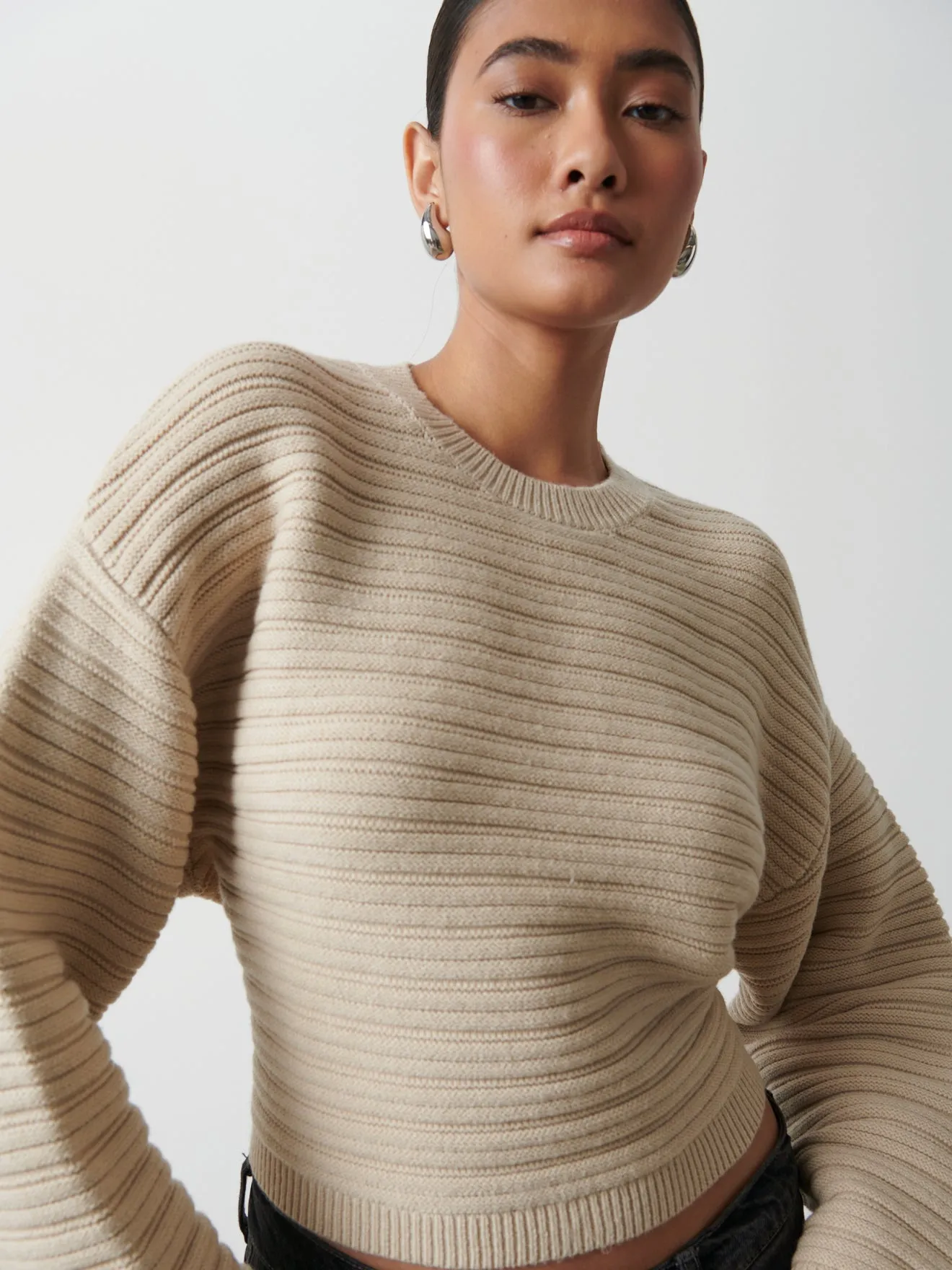 Simone Tie Back Jumper - Stone sold by Pretty Lavish