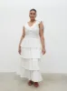 Opal Ruffle Midaxi Dress Curve - Cream sold by Pretty Lavish
