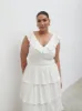 Opal Ruffle Midaxi Dress Curve - Cream sold by Pretty Lavish