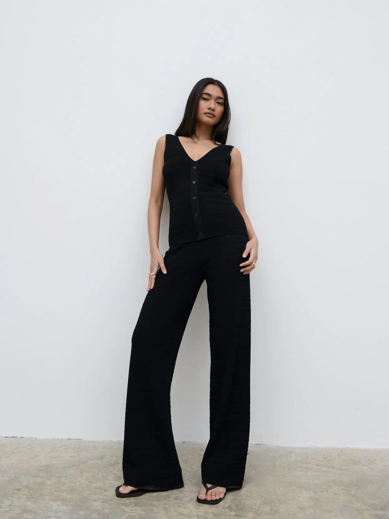Bridget Crochet Knit Trousers - Black sold by Pretty Lavish