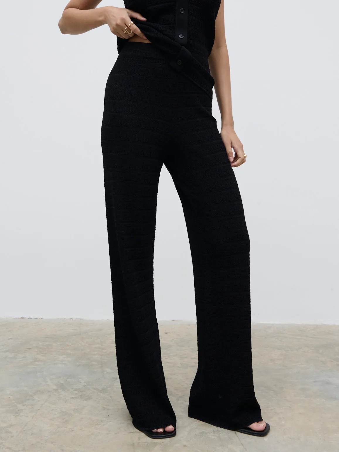 Bridget Crochet Knit Trousers - Black sold by Pretty Lavish product image thumbnail 4