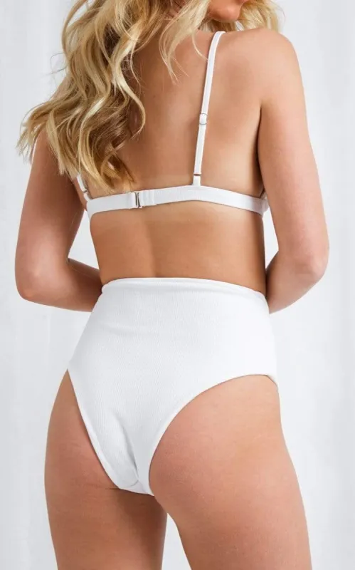 Leola High Waisted Bikini Bottoms - White sold by Pretty Lavish