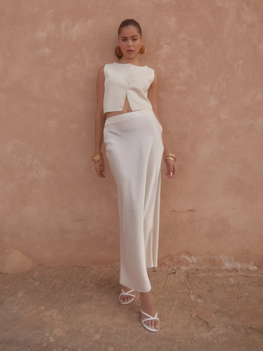 Breya Maxi Skirt - Oyster sold by Pretty Lavish