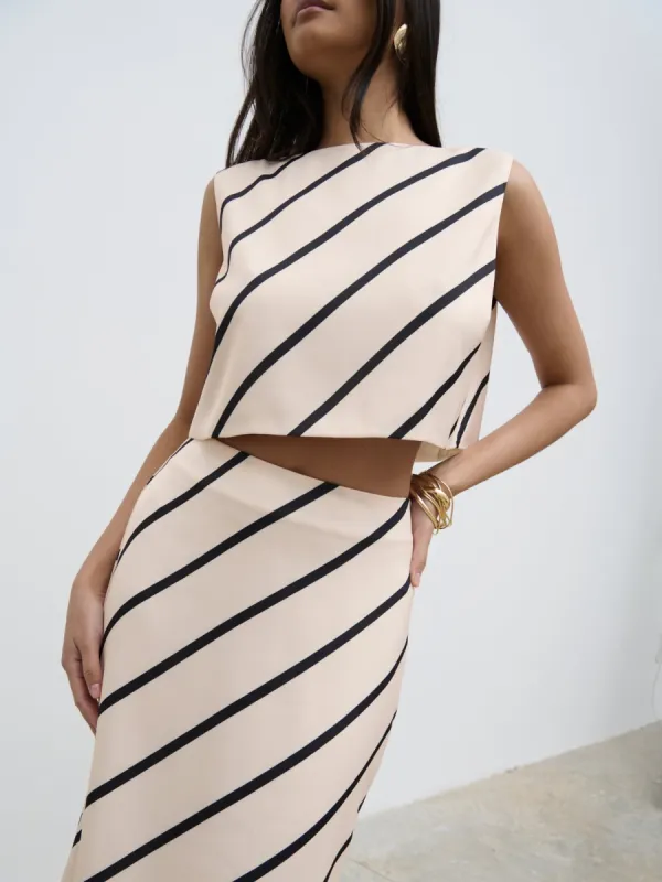 Zuri Tied Striped Top - Asymmetric Stripe sold by Pretty Lavish