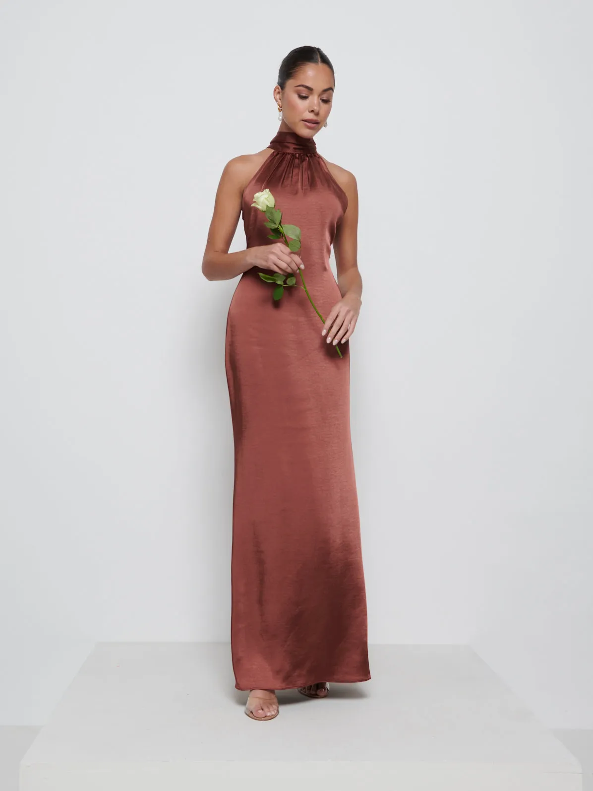Odelle Maxi Bridesmaid Dress - Mahogany sold by Pretty Lavish