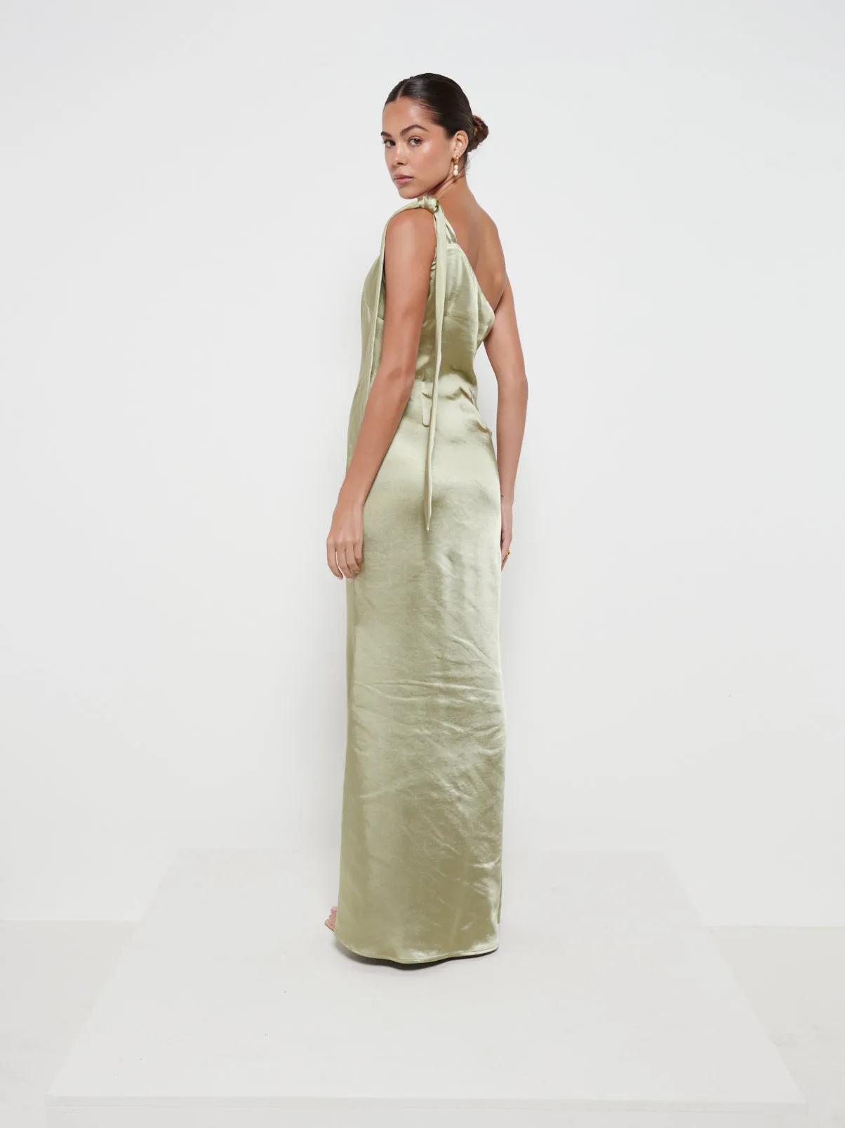 Amelia Tie Maxi Bridesmaids Dress - Matte Olive sold by Pretty Lavish product image thumbnail 3