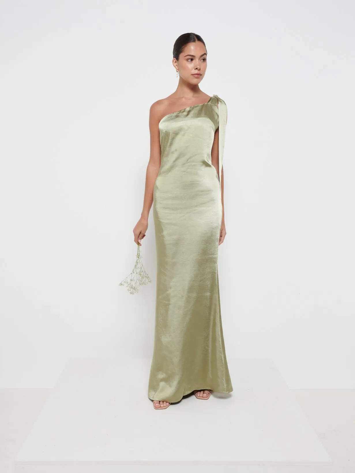 Amelia Tie Maxi Bridesmaids Dress - Matte Olive sold by Pretty Lavish product image thumbnail 4