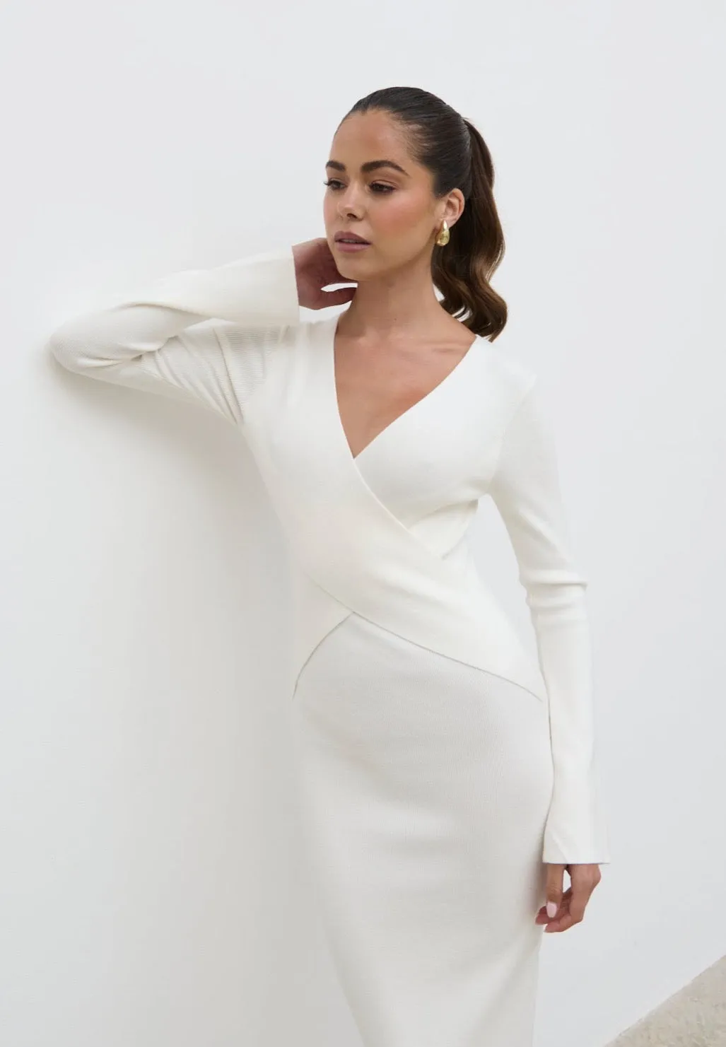 Jacklin Wrap Midaxi Dress - Cream sold by Pretty Lavish product image thumbnail 3