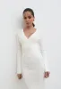 Jacklin Wrap Midaxi Dress - Cream sold by Pretty Lavish