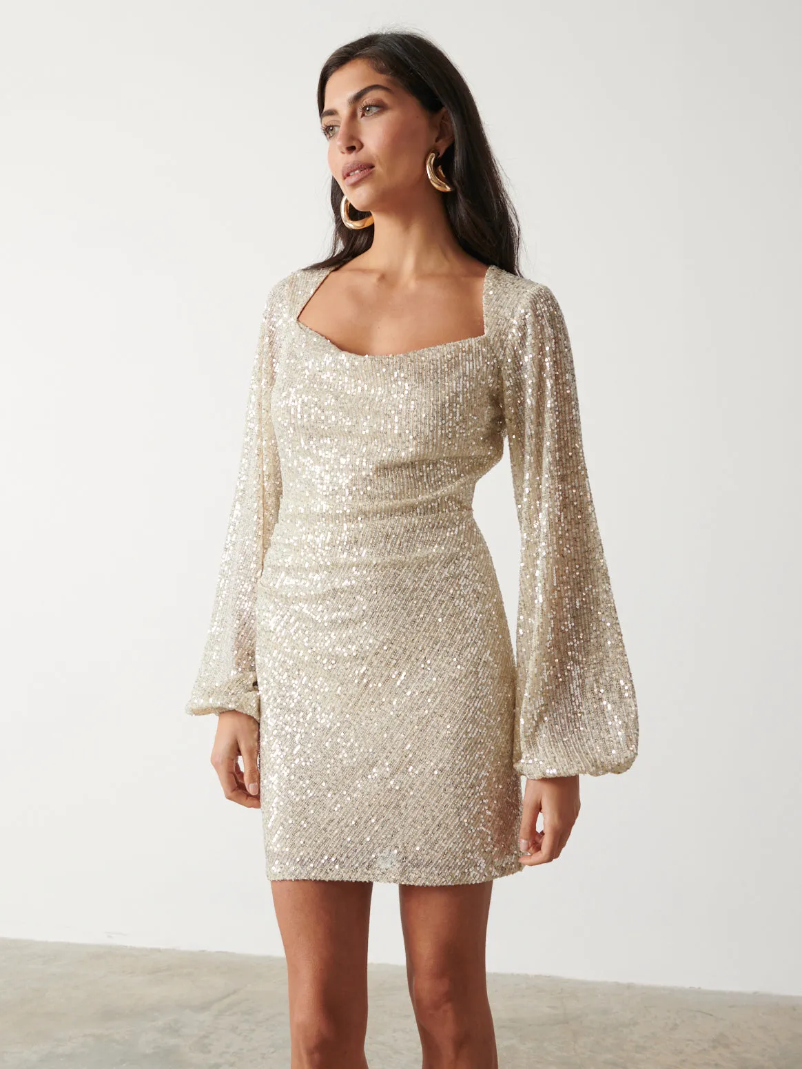 Janis Sequin Mini Dress - Silver sold by Pretty Lavish product image thumbnail 3