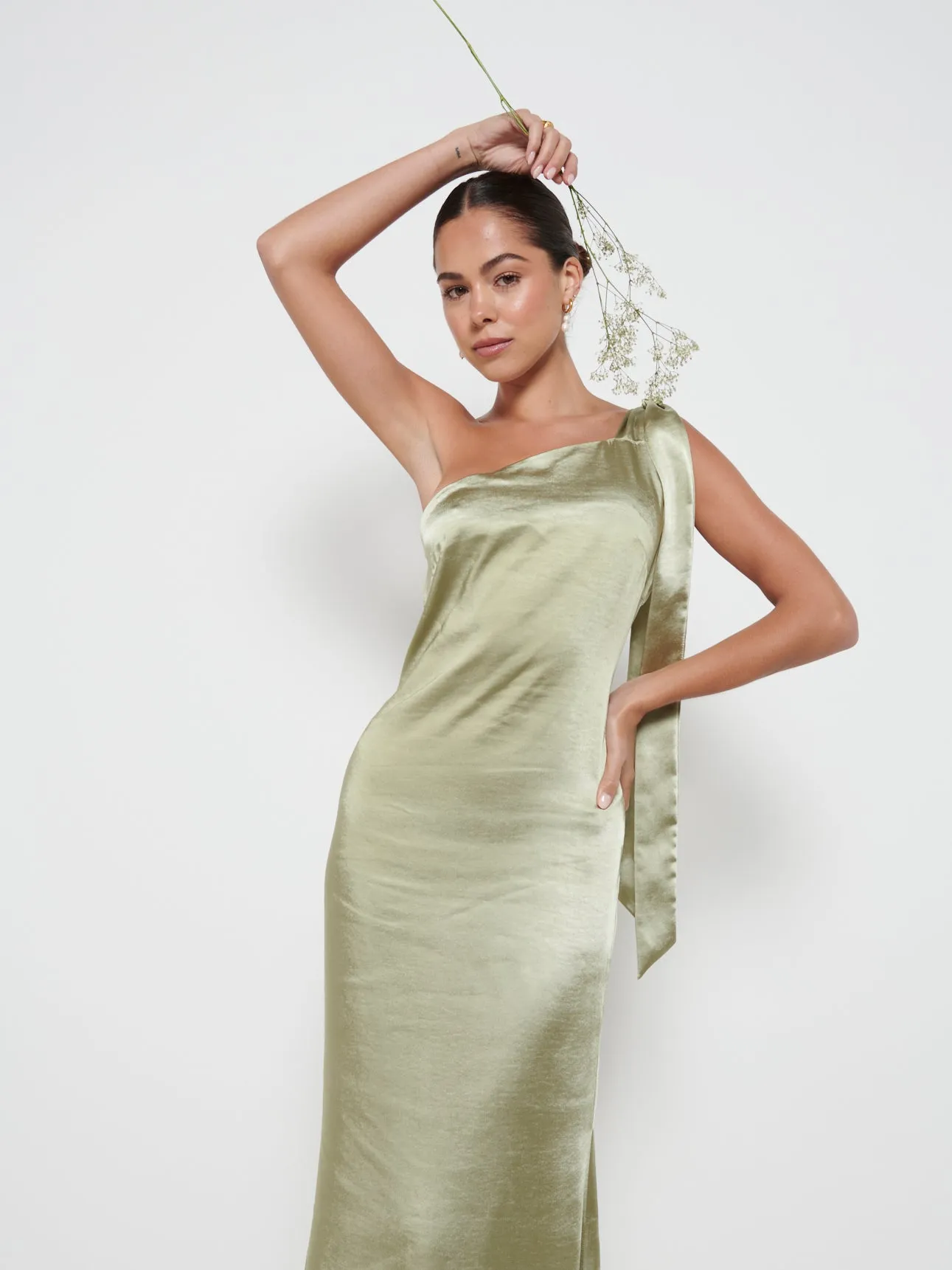 Amelia Tie Maxi Bridesmaids Dress - Matte Olive sold by Pretty Lavish product image thumbnail 2
