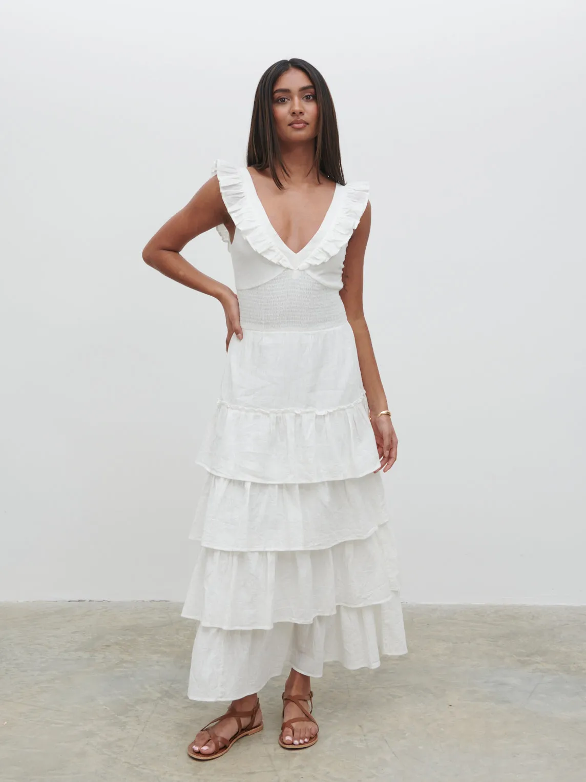 Opal Ruffle Midaxi Dress - Cream sold by Pretty Lavish product image thumbnail 4